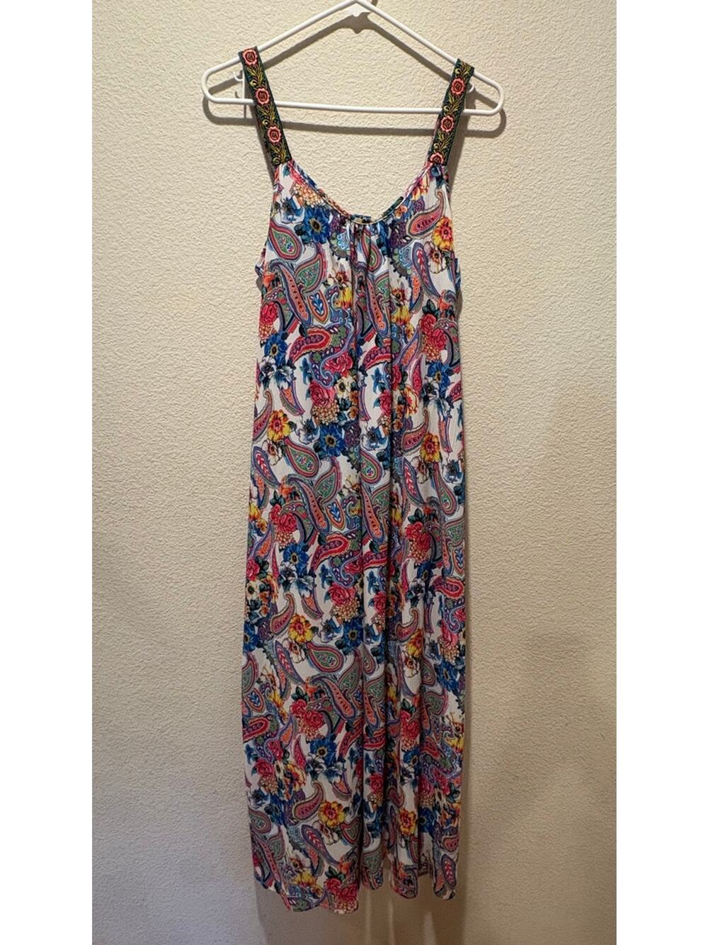 Aratta Silent Journey NWT Multicolor Paisley Print Open Back Maxi Dress Size M